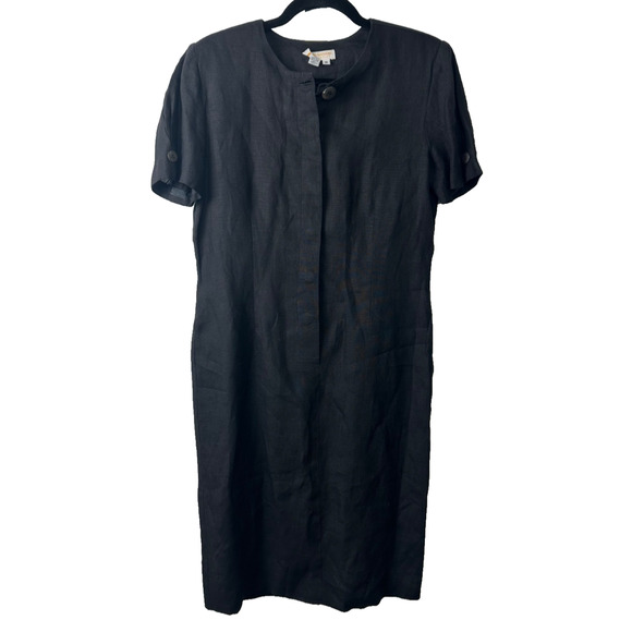 Brooks Brothers Dresses & Skirts - Brooks Brothers Irish Linen Button Front Shirt Dress Sz 8 Button Black Lined D36